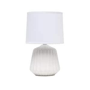11.38 in. Petite Off White Pleated Base Table Lamp