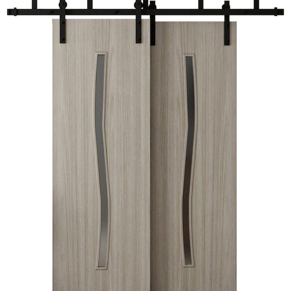 3012 84 in. x 84 in. Sold Core Oak Franko Color Wood Sliding Barn Door with Hardware Kit