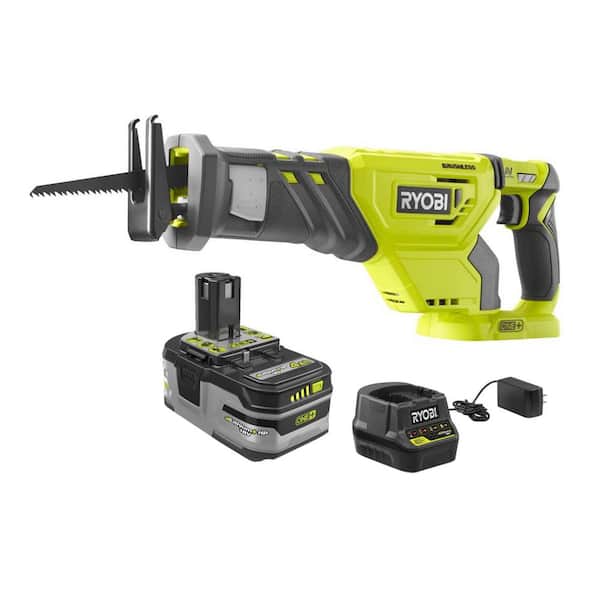 RYOBI ONE+ 18V Lithium-Ion Brushless Cordless Reciprocating Saw Kit with 4.0 Ah LITHIUM+ HP Battery and Charger
