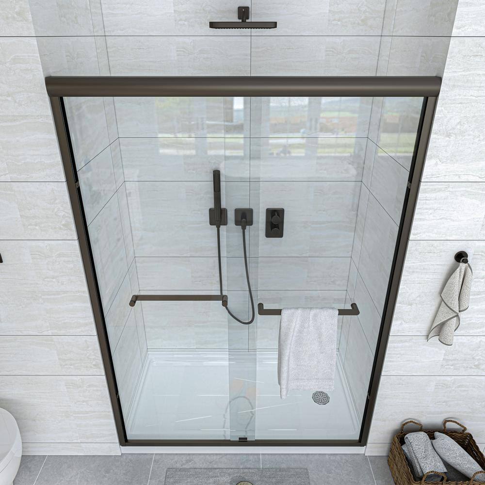 72" Black Frameless Pivot Shower Door with Clear Glass