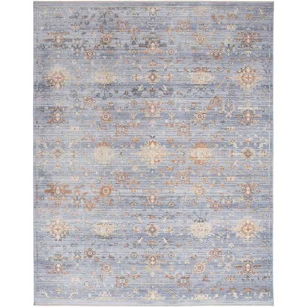 Nourison Timeless Classics Blue Ivory 10 ft. x 13 ft. Medallion Traditional Area Rug