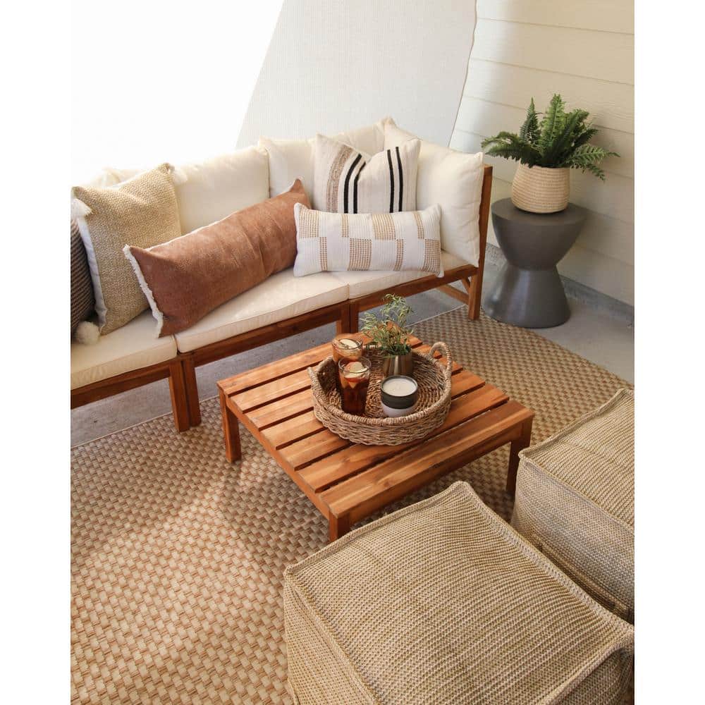 Athena Transitional Concrete Round Accent Table - Grays/Brown