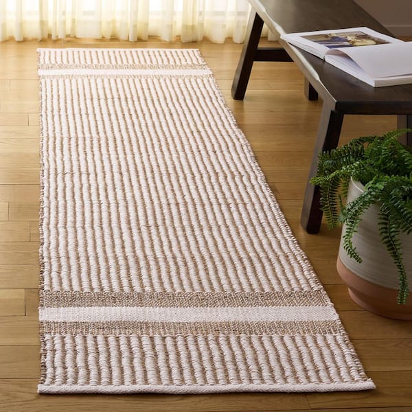 Natural Fiber 2 ft. x 8 ft. Natural/Ivory Striped Runner Rug