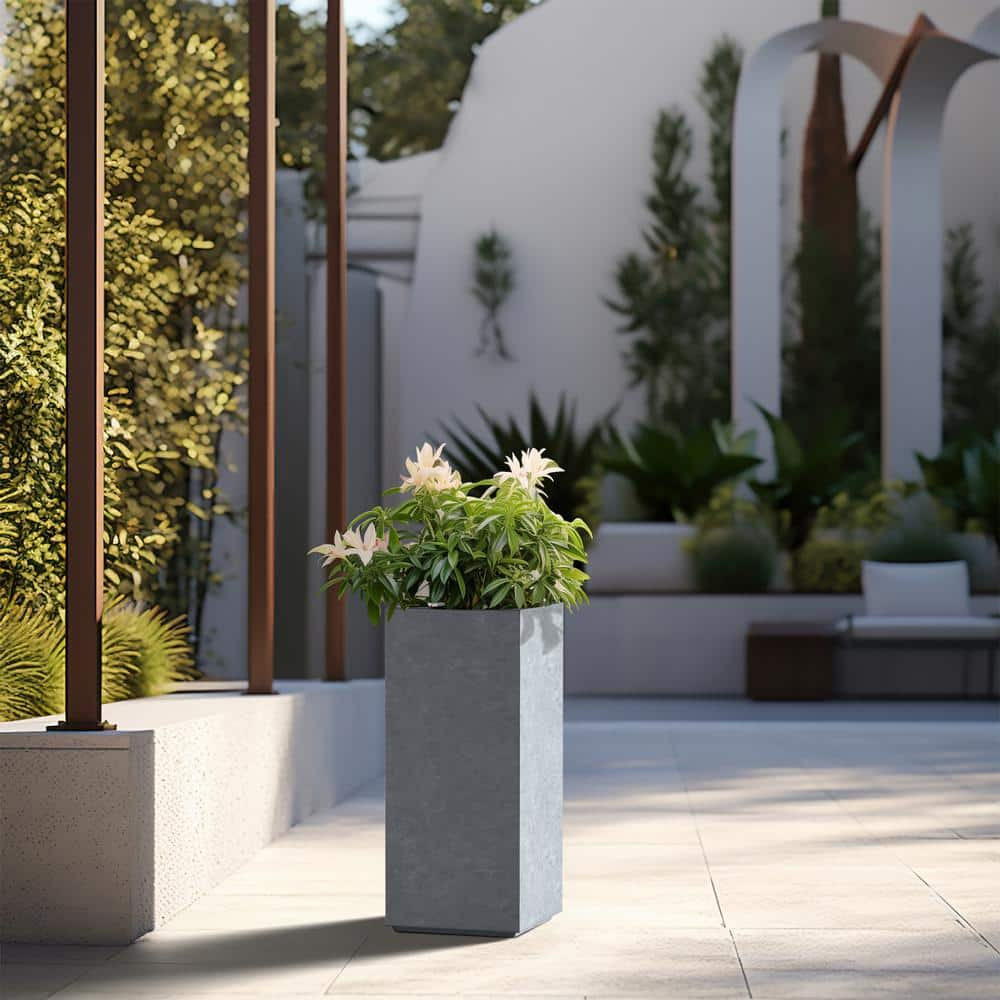 Sapcrete Modern 20in. High Large Tall Tapered Square Soft Slate Outdoor ...