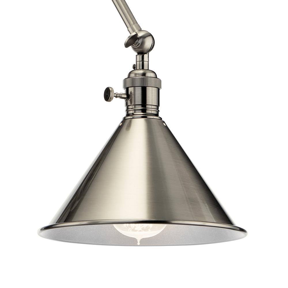 Classic Pewter Articulating Arm Wall Sconce with Schoolhouse Charm