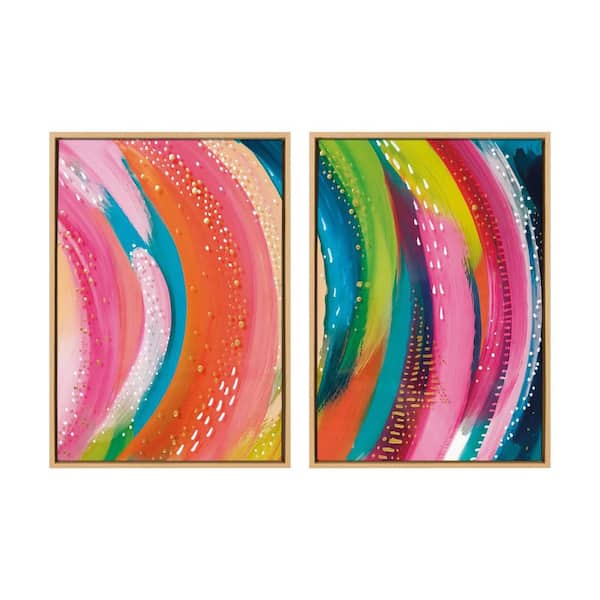 Kate and Laurel Sylvie "Bright Abstract Left and Right" by Jessi Raulet of Ettavee 2 Piece Framed Art Print 23 in. x 33 in.