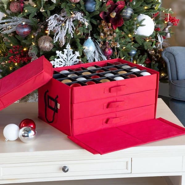 Santa\'s Bags 3-Drawer Christmas Ornament Storage Box (72 Ornaments ...