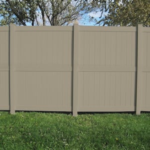 Augusta 6 ft. H x 6 ft. W Khaki Vinyl Privacy Fence Panel Kit