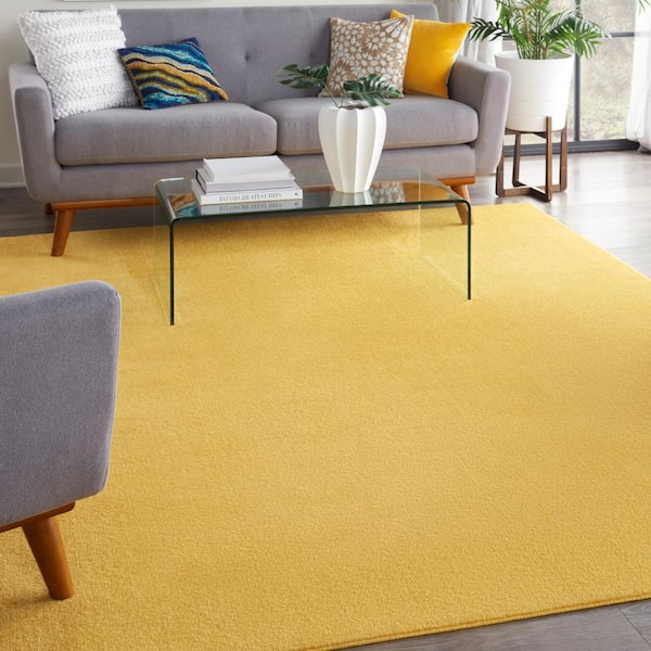 Modern Ochre Gold Mustard Popular Rug For Living Room Soft Warm Yellow & Grey 