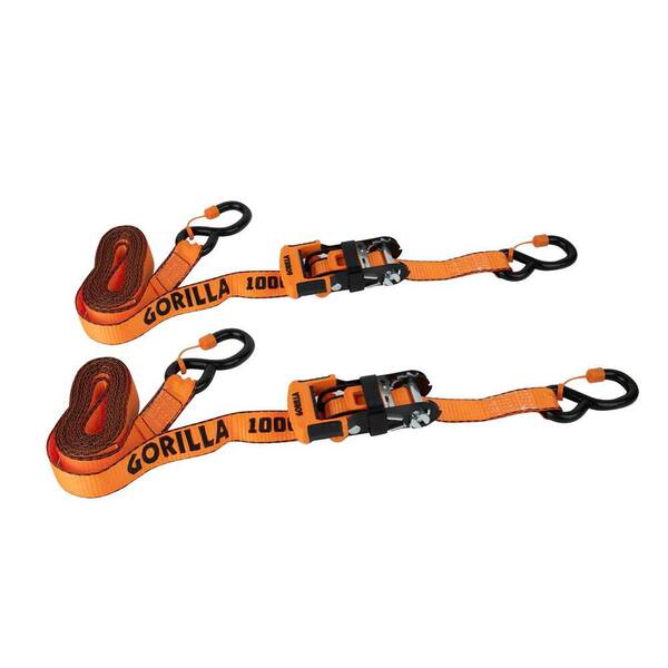Gorilla - 16 ft. x 1.25 in. Medium Duty Tie Down Ratchet Strap (2-Pack)