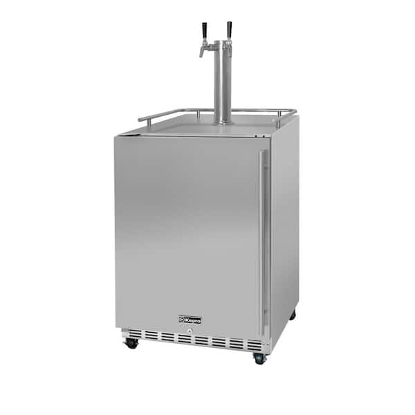 Kegco Digital Commercial Outdoor Full Size Beer Keg Dispenser with X-CLUSIVE Dual Tap Commercial Direct Draw Kit Left Hinge