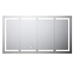 Moray 66 in. W x 36 in. H Rectangular Aluminum Recessed or Surface Mount Medicine Cabinet with Mirror and LED Light