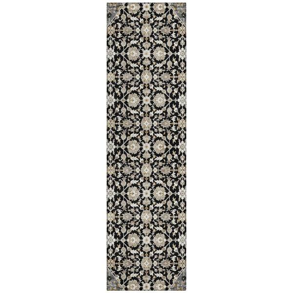 Chantille Machine Washable Indoor/Outdoor Abstract ACN3046 Black 2 ft. x 7 ft. Runner Rug
