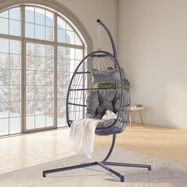 BFB Patio Wicker Porch Swing Chair Folding Hanging Outdoor Chair with ...