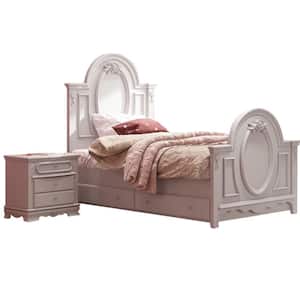 White Wood Frame Twin Panel Bed