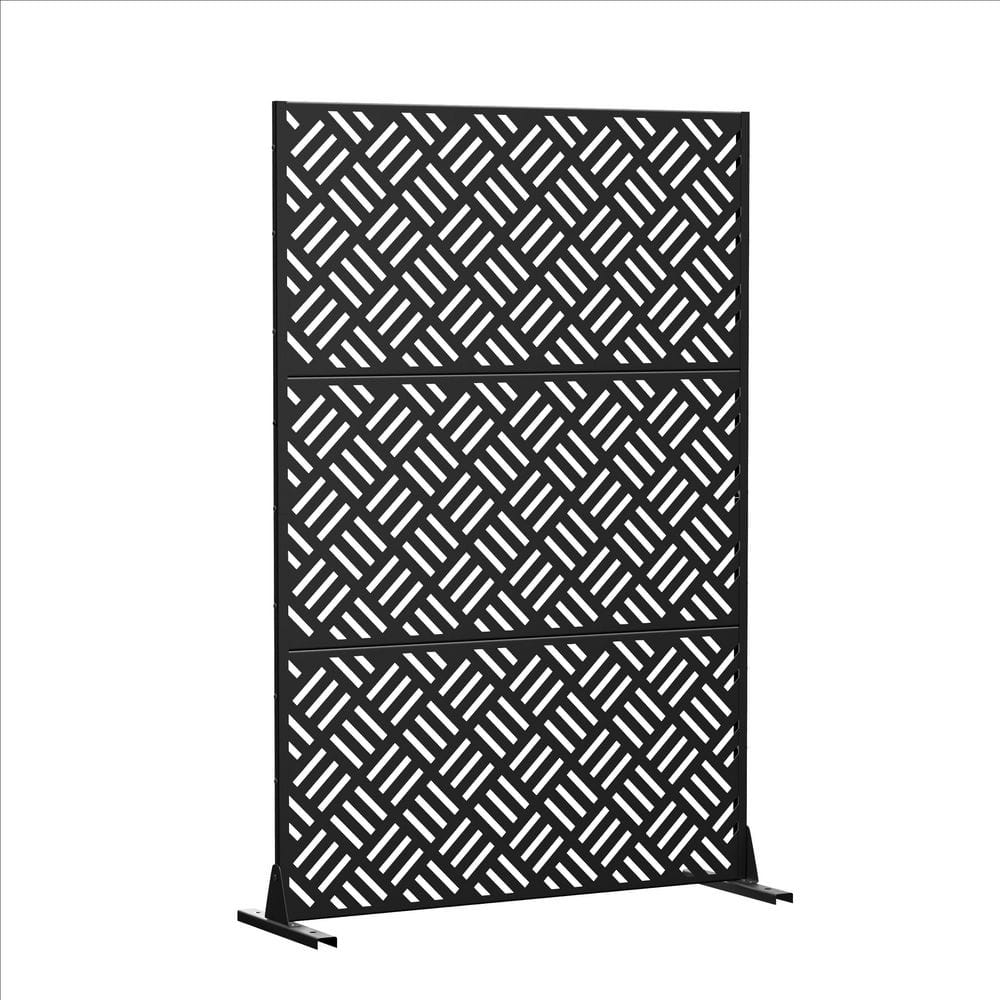 72 in. x 47 in. Outdoor Galvanized Metal Decorative Garden Fence in Basketweave Pattern in Black price history on PriceWatchPro
