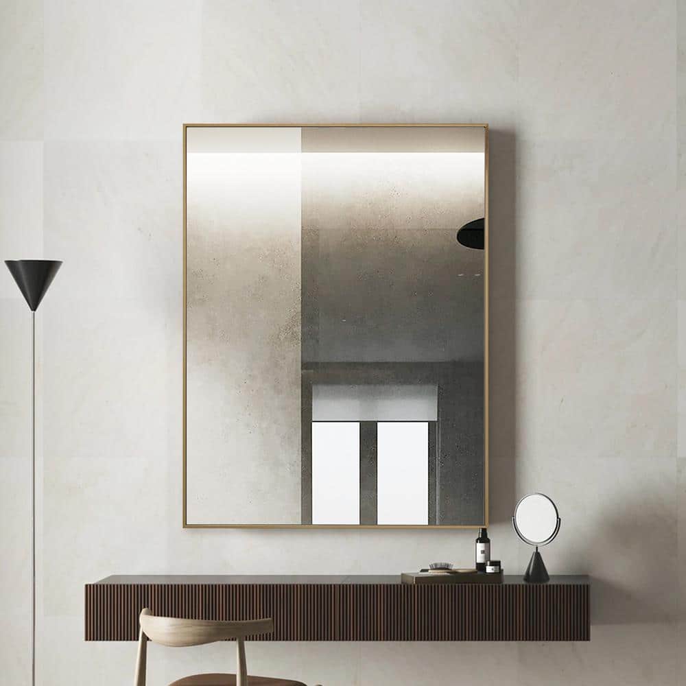 Vanta Gold and Silver Rectangular Bathroom Vanity Mirror