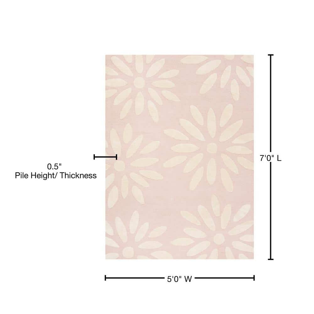 Ivory Whimsy Hand-Tufted Wool Kids' Playroom Rug 5' x 7'