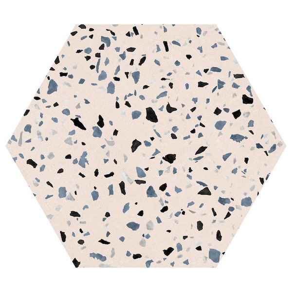 Kallisto Bisque White 8 in. x 9 in. Hexagon Terrazzo Look Matte Porcelain Floor and Wall Tile (9.9 sq. ft. /Case)