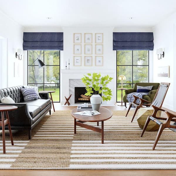 Oberlin Striped Jute Natural 4 ft. x 6 ft. Indoor/Outdoor Patio Rug