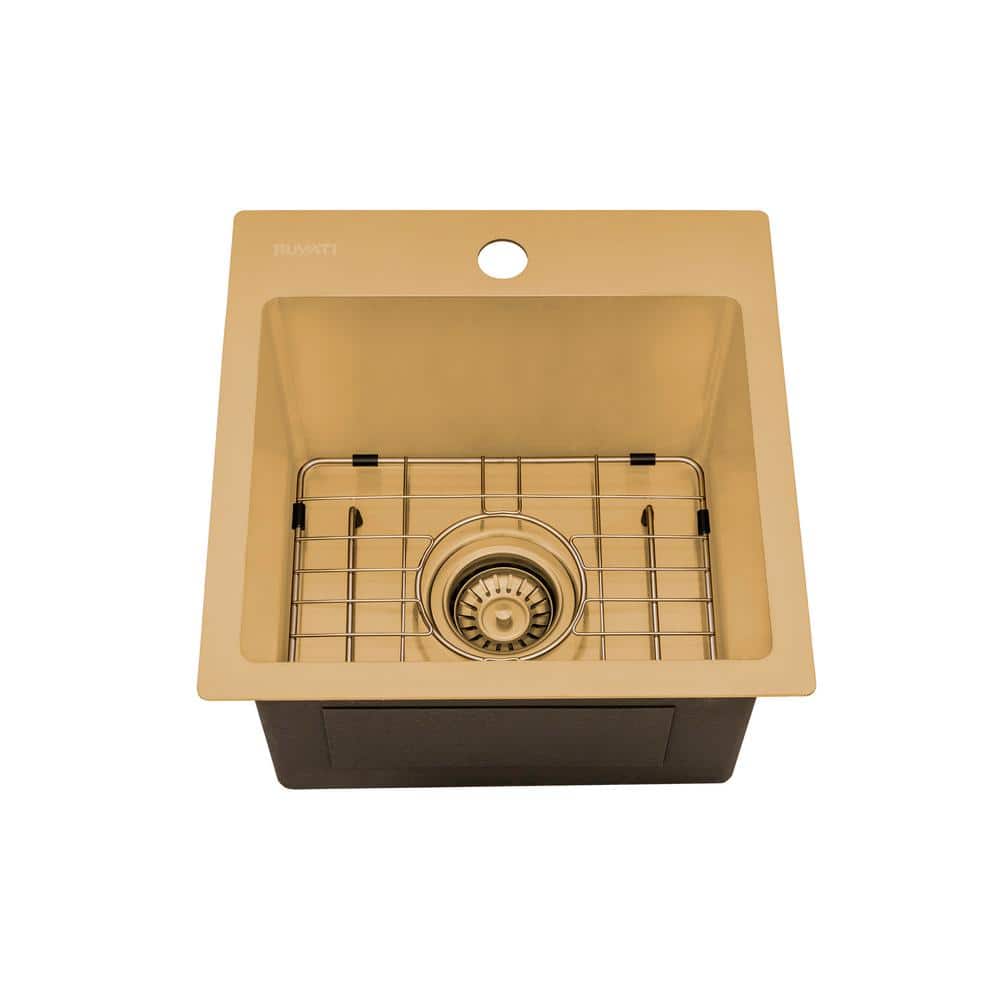 Ruvati 15" Matte Gold Stainless Steel Drop-In Bar Sink
