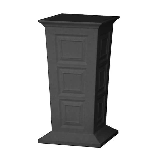 Good Ideas Savannah 16 in. Square Dark Granite Poly-Resin Column Planter