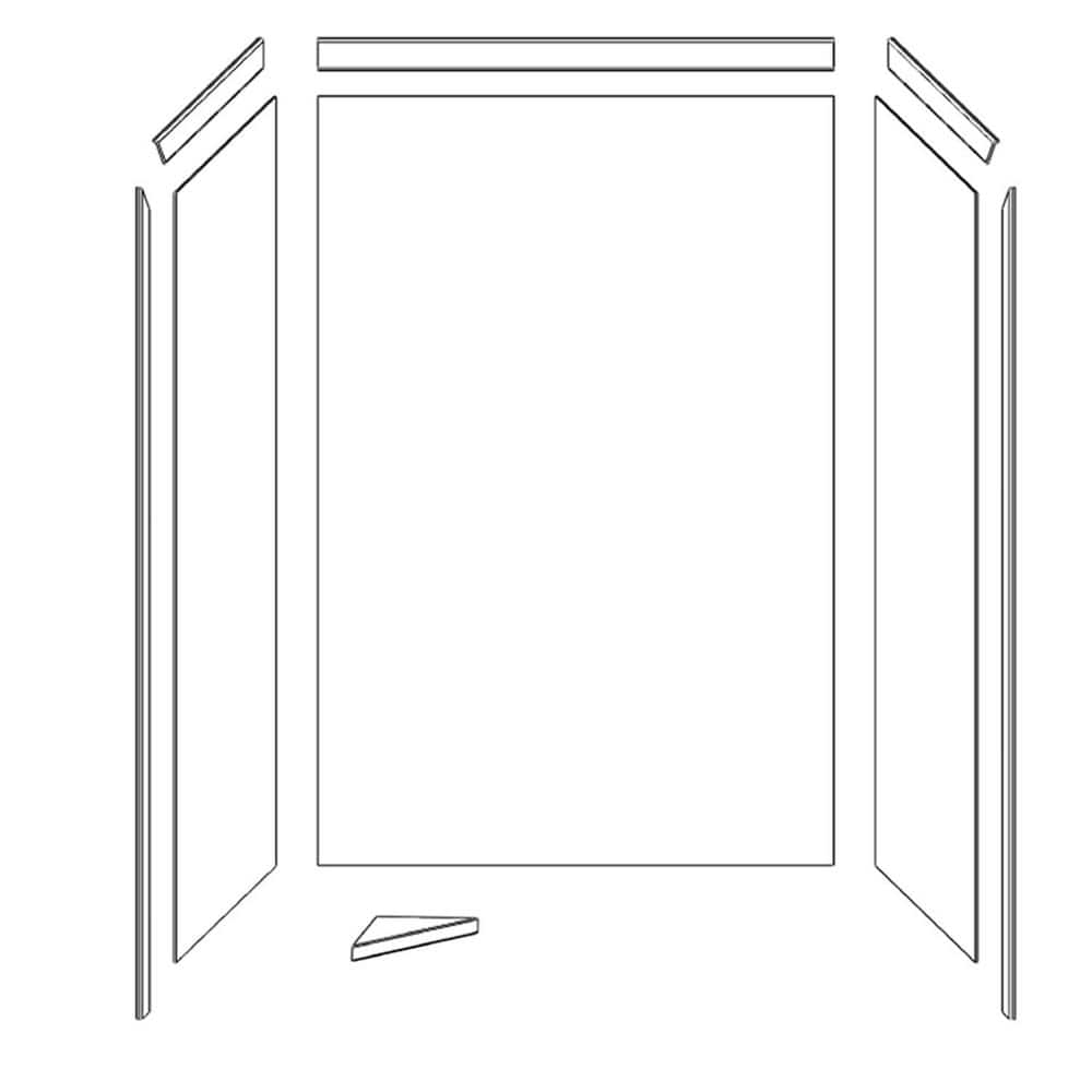 Frost White Marble 48"W x 36"D x 80"H Alcove Shower Surround