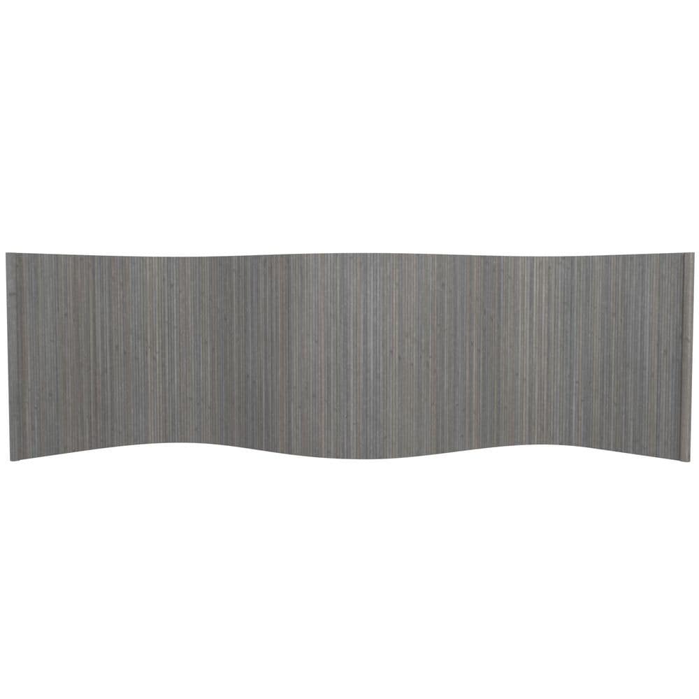 Gray Bamboo Wave Design Room Divider, 24" H x 98" W