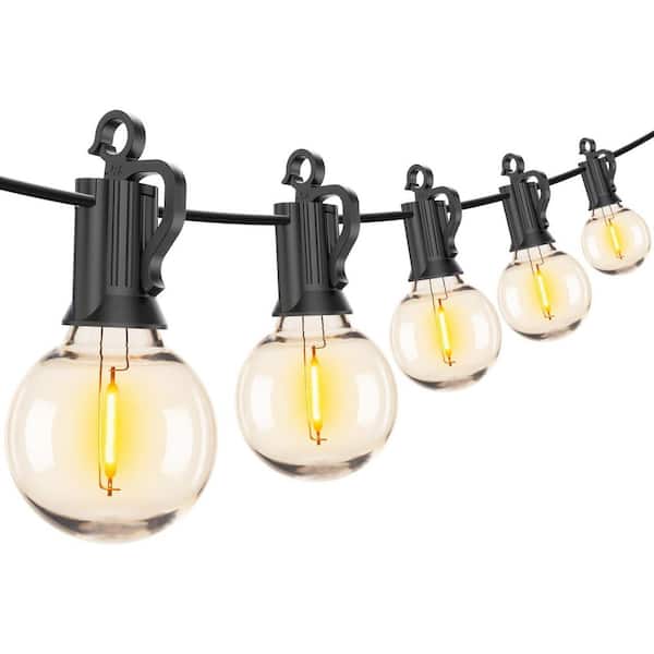 Outdoor Black String Lights IP65 Waterproof, 50 ft. 25 G40 Bulbs Shatterproof Patio Lights