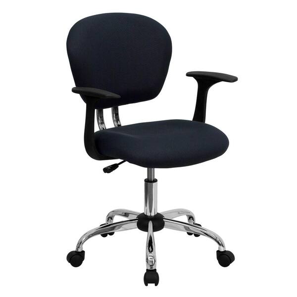 Flash Furniture Mid-Back Gray Mesh Swivel Task Chair with Chrome Base and Arms