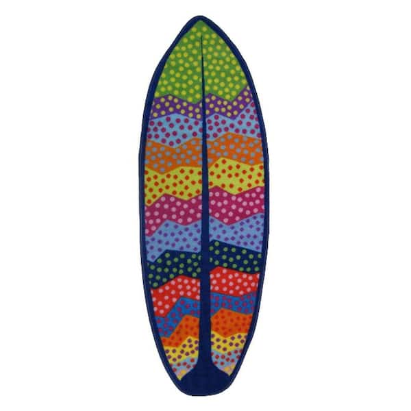 LA Rug Surf Time Wavy Ocean Multi Colored 1 ft. x 5 ft. Area Rug