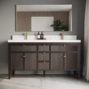 Davos 63in, Engineered Stone Composite Top, Double Vanity (Espresso)