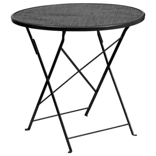 Unbranded Folding Black Round Metal Outdoor Bistro Table