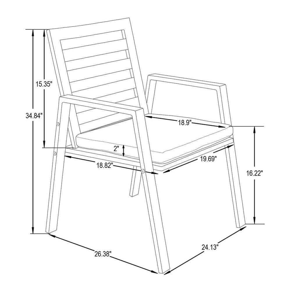 Chelsea Black Aluminum Patio Dining Armchair Set with Cushions