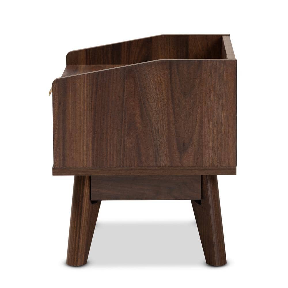 Mid-Century Lena Nightstand in Walnut Brown with Gold-Tone Handle