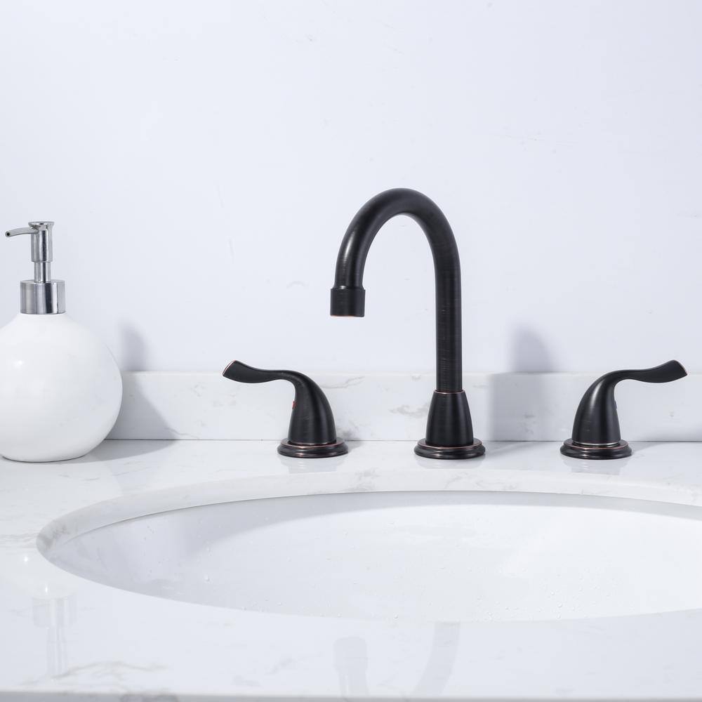 Oil Rubbed Bronze 8-Inch Widespread Bathroom Faucet with High Arc Spout