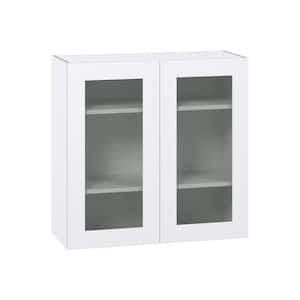 Wallace Painted Warm White Shaker Assembled Wall Kitchen Cabinet with 2 Glass Doors (36 in. W x 35 in. H x 14 in. D)