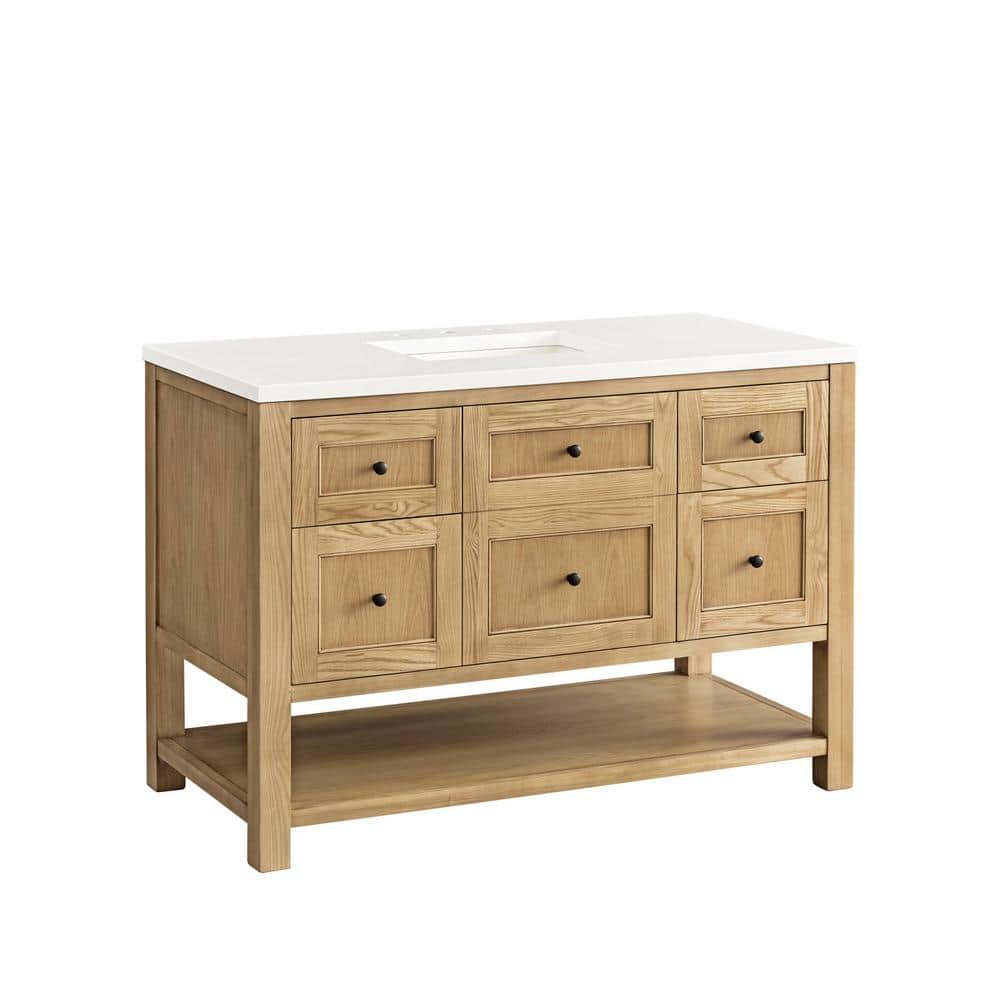Light Natural Oak 48" Single Vanity Base with Matte Black Knobs