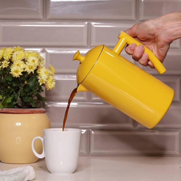BaristasBuddy Yellow French Press Coffee Maker - Colorful, Retro And  Stylish Insulated Coffee Brewer - Large Size Brews 4 Cups
