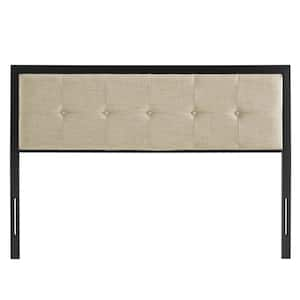 Teagan in Black Beige Tufted Full Headboard