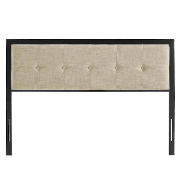 MODWAY Teagan in Black Beige Tufted Full Headboard