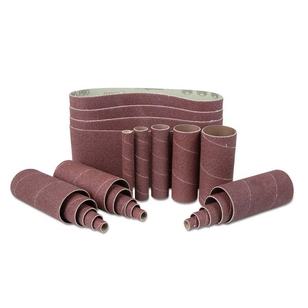 WEN 80-Grit Combination Belt and Sleeve Sandpaper Set (24-Pack)