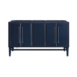 Mason 60 in. Bath Vanity Cabinet Only in Navy Blue with Silver Trim