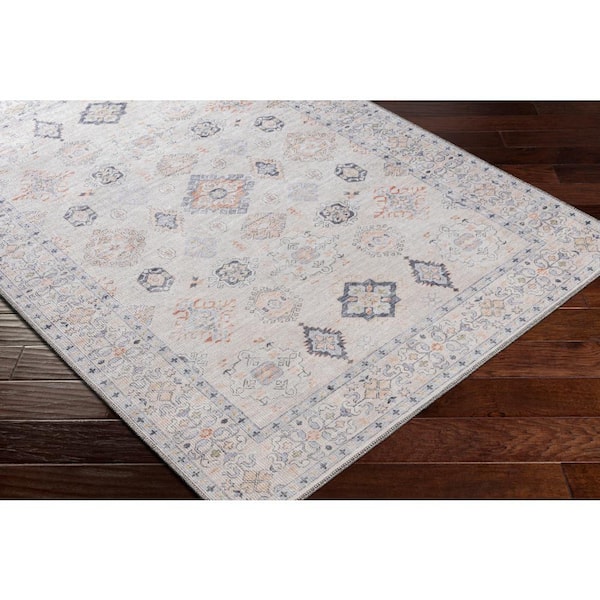 Estrella Beige Oriental 3 ft. x 7 ft. Machine-Washable Indoor Runner Area Rug