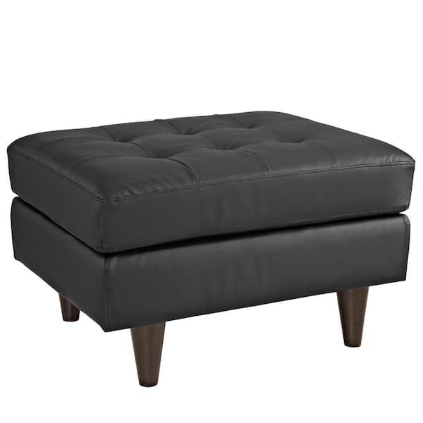 MODWAY Black Empress Bonded Leather Ottoman