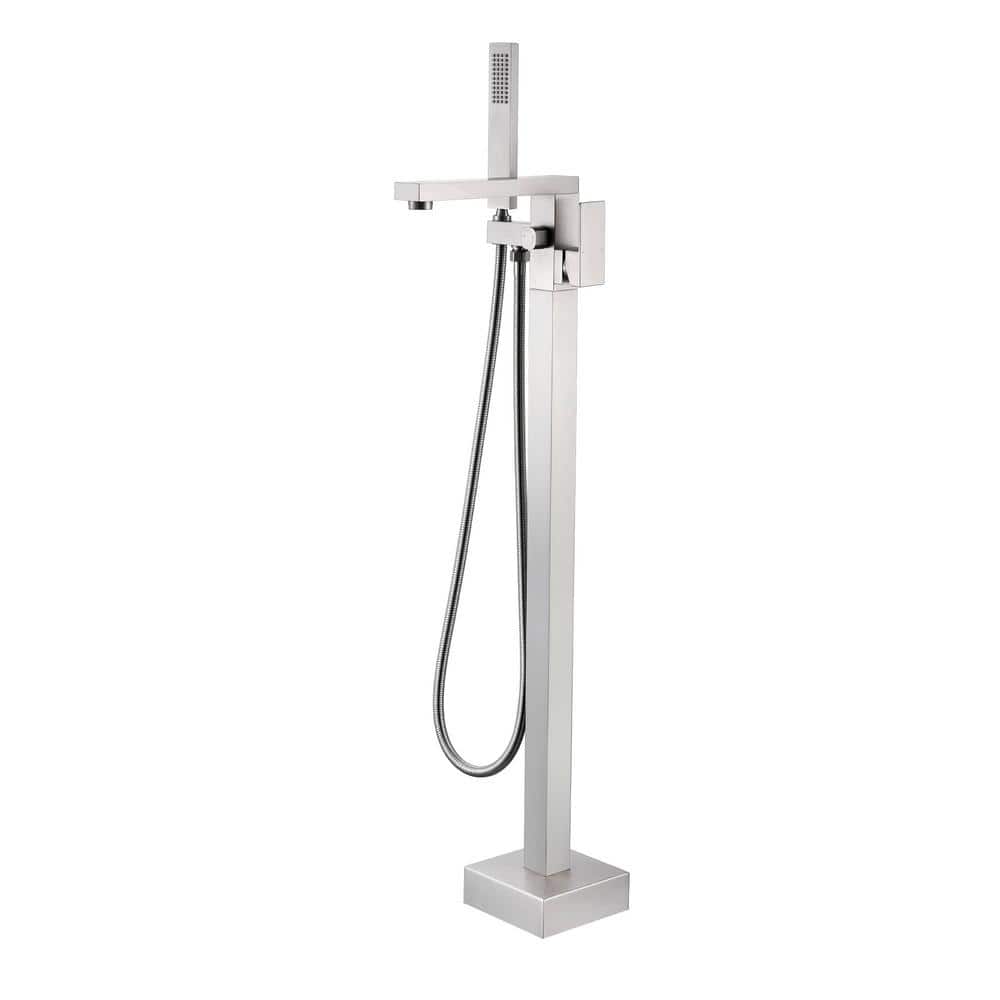 Single-Handle Freestanding Tub Faucet with Hand Shower Floor Mount Bathtub Filler in Brushed Nickel price history on PriceWatchPro