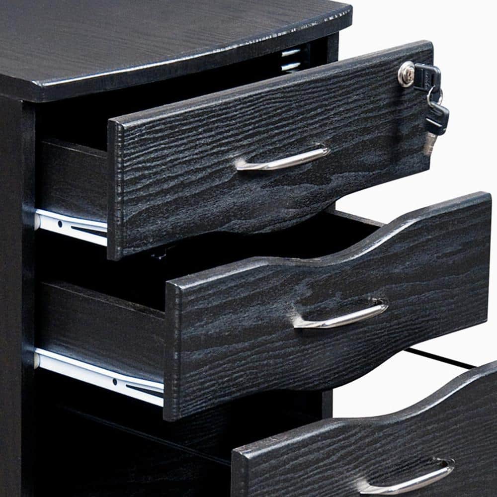 Espresso 3-Drawer Lockable Mobile Filing Cabinet
