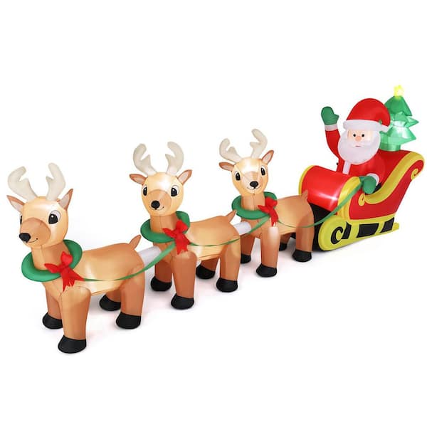 10 ft 3-Reindeer Pulling Sleigh Inflatable
