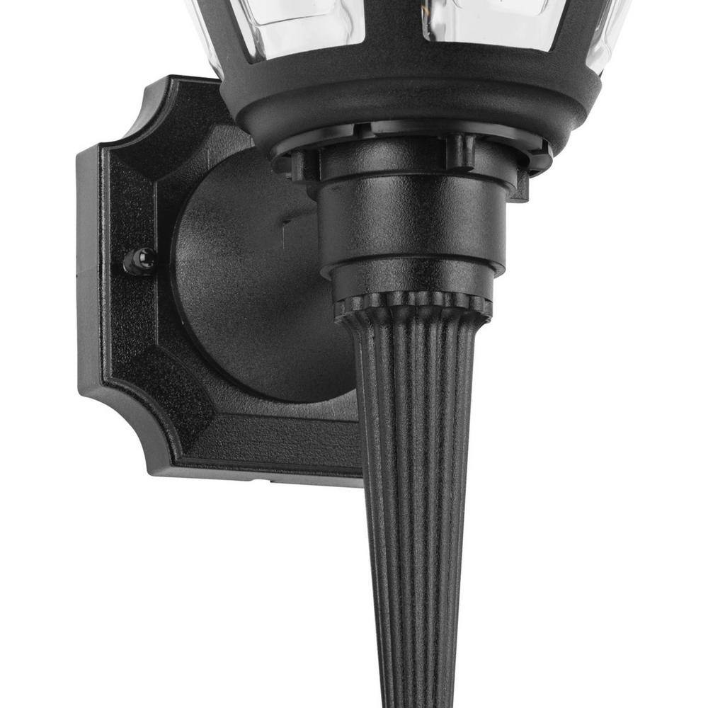 Black Outdoor Wall Lantern with Clear Beveled Panels