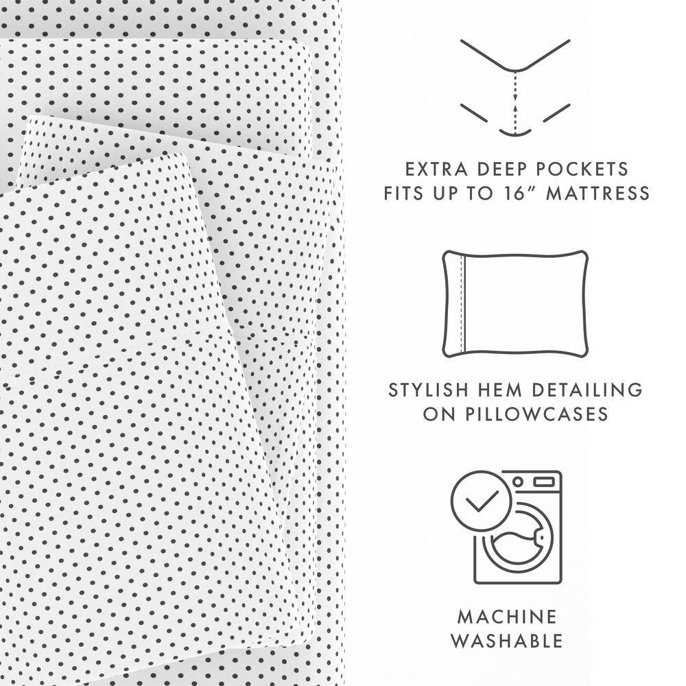 Gray Polka Dot Queen Microfiber Deep Pocket Sheet Set